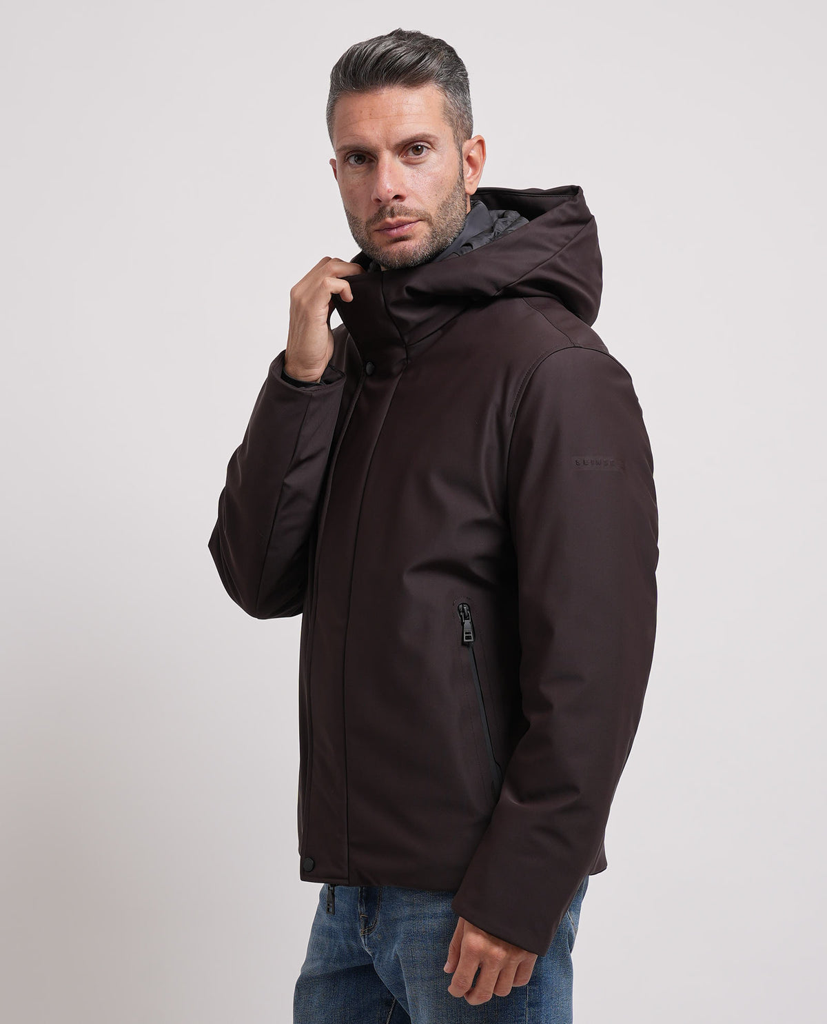 Giubbotto uomo Seinse con cappuccio e zip nascosta 