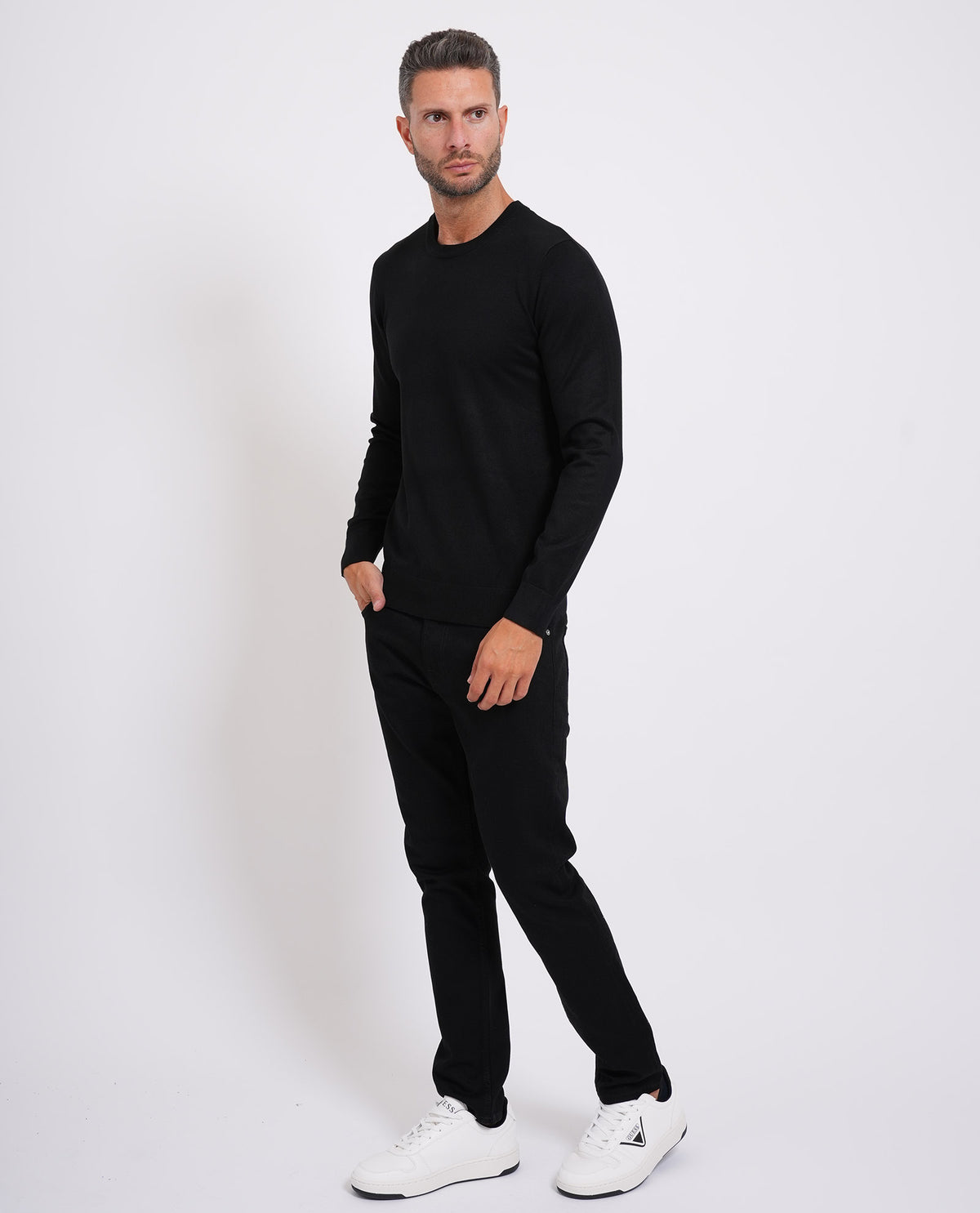 Maglia uomo Sette/Mezzo girocollo con targhetta<BR/> 