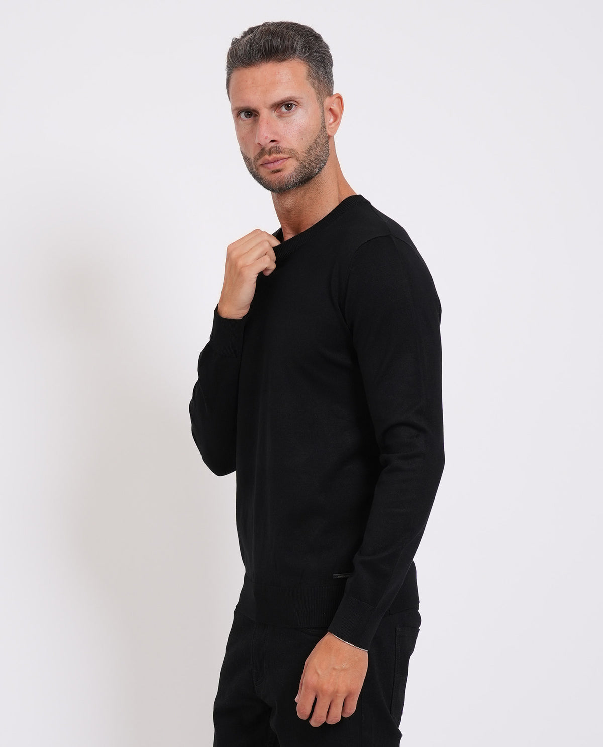 Maglia uomo Sette/Mezzo girocollo con targhetta<BR/> 
