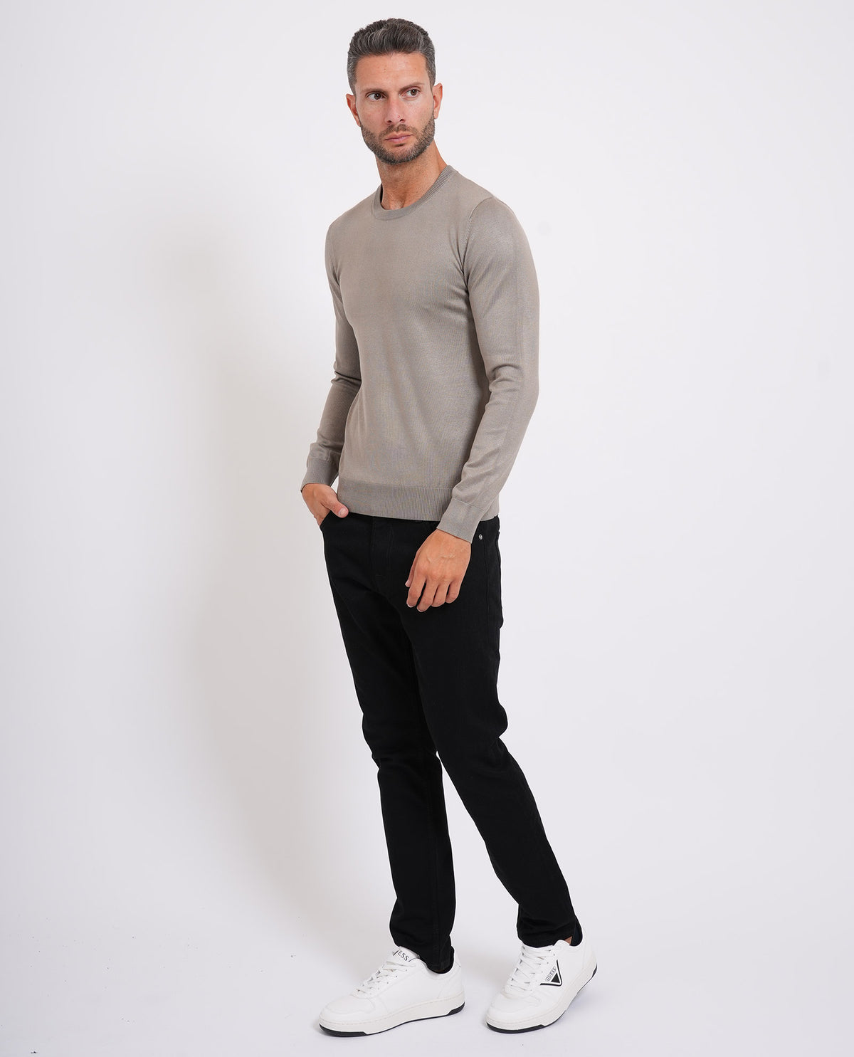 Maglia uomo Sette/Mezzo girocollo con targhetta<BR/> 