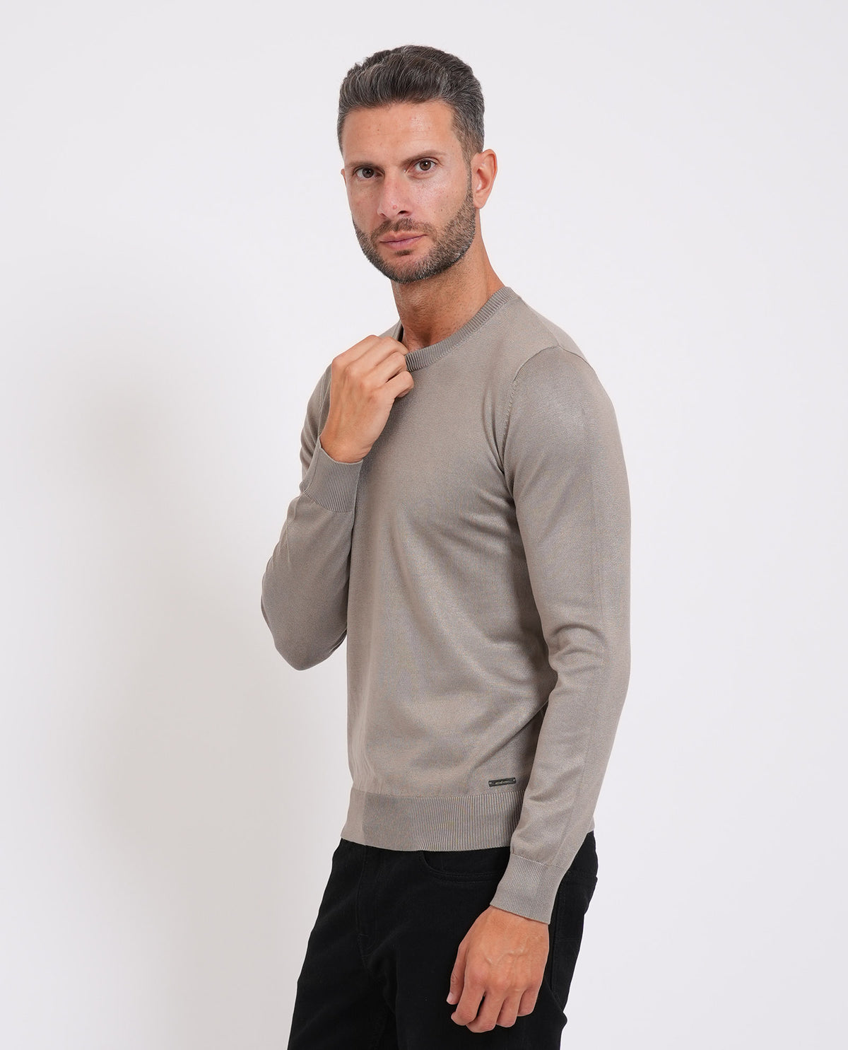 Maglia uomo Sette/Mezzo girocollo con targhetta<BR/> 