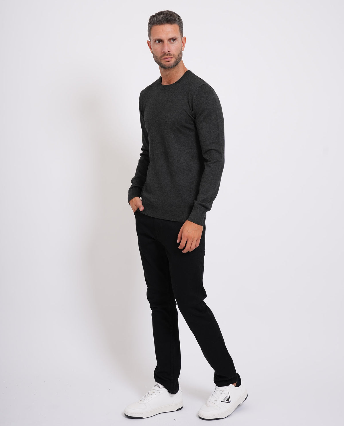 Maglia uomo Sette/Mezzo girocollo con targhetta<BR/> 