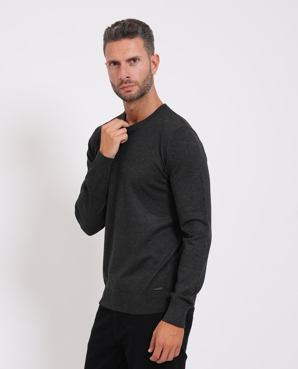 Maglia uomo Sette/Mezzo girocollo con targhetta<BR/> 