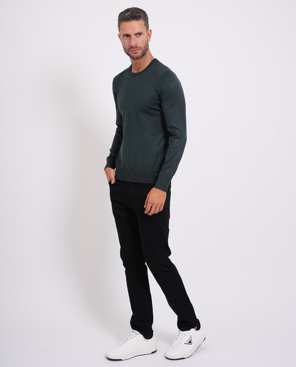 Maglia uomo Sette/Mezzo girocollo con targhetta<BR/> 