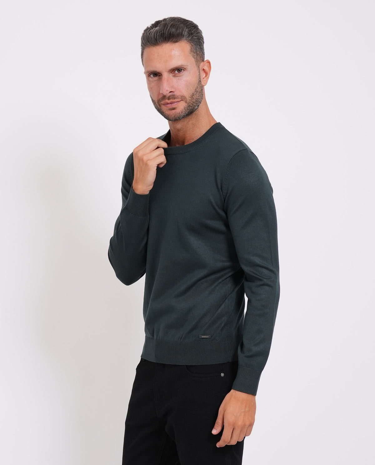 Maglia uomo Sette/Mezzo girocollo con targhetta<BR/> 