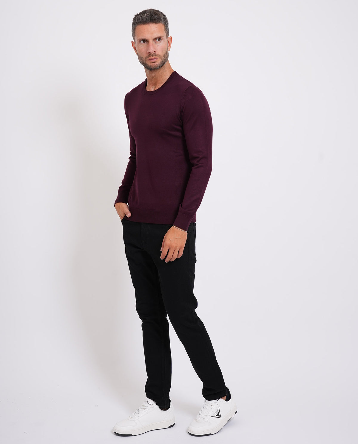 Maglia uomo Sette/Mezzo girocollo con targhetta<BR/> 
