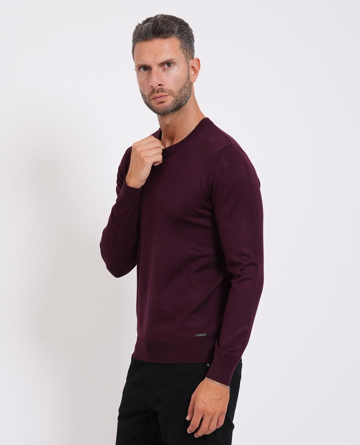 Maglia uomo Sette/Mezzo girocollo con targhetta<BR/> 