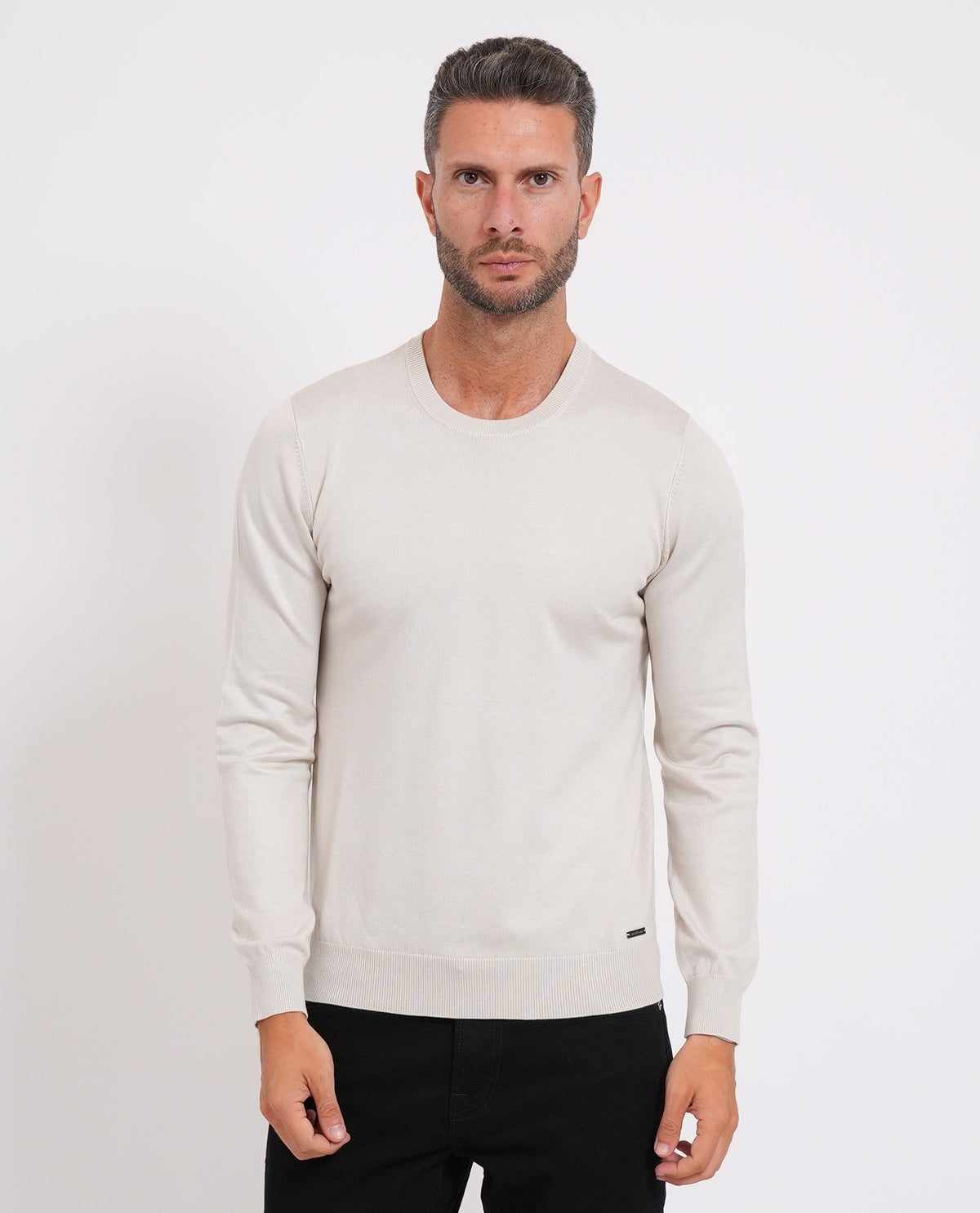 Maglia uomo Sette/Mezzo girocollo con targhetta<BR/> 