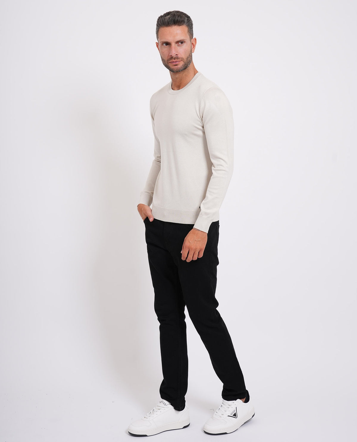Maglia uomo Sette/Mezzo girocollo con targhetta<BR/> 
