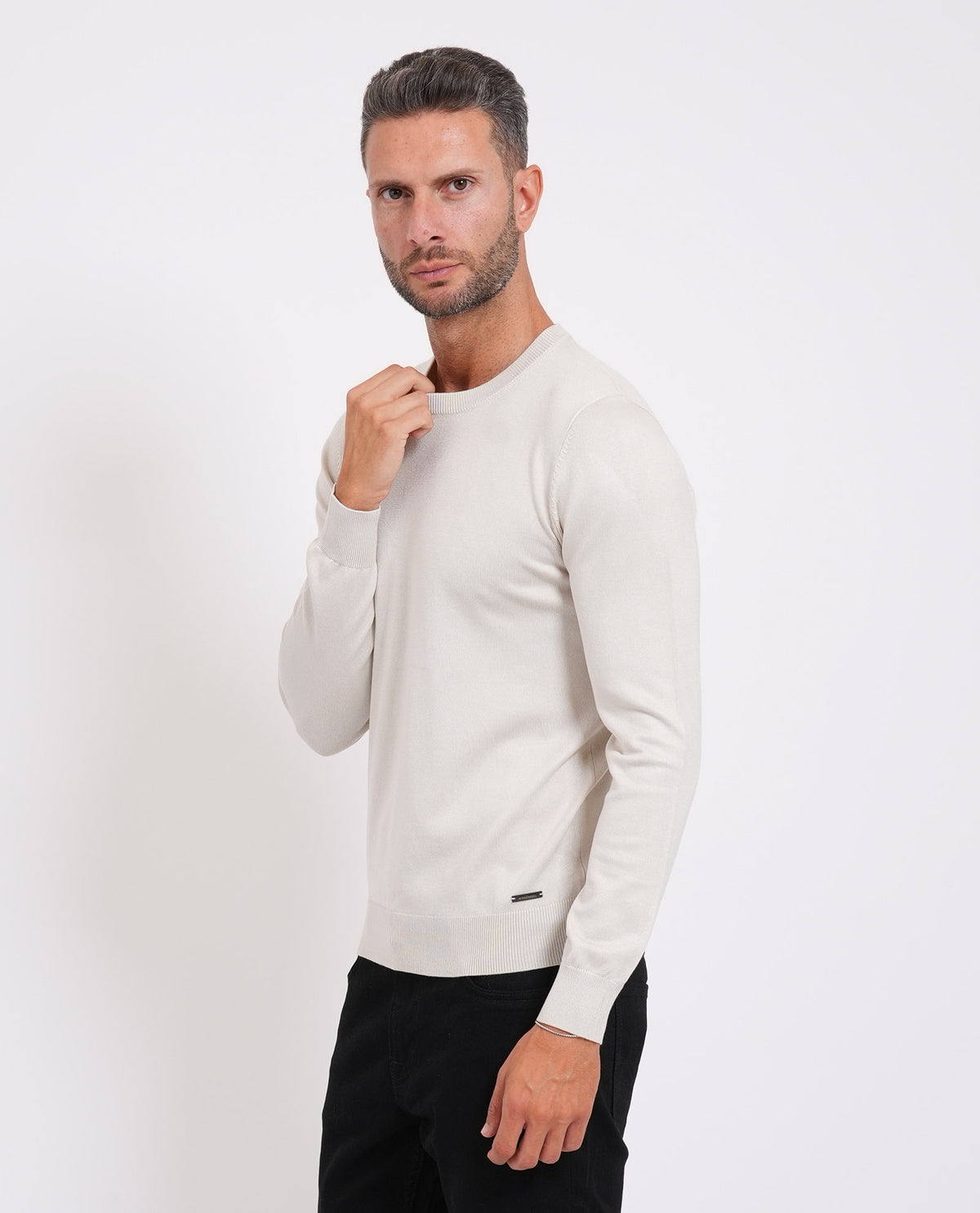 Maglia uomo Sette/Mezzo girocollo con targhetta<BR/> 