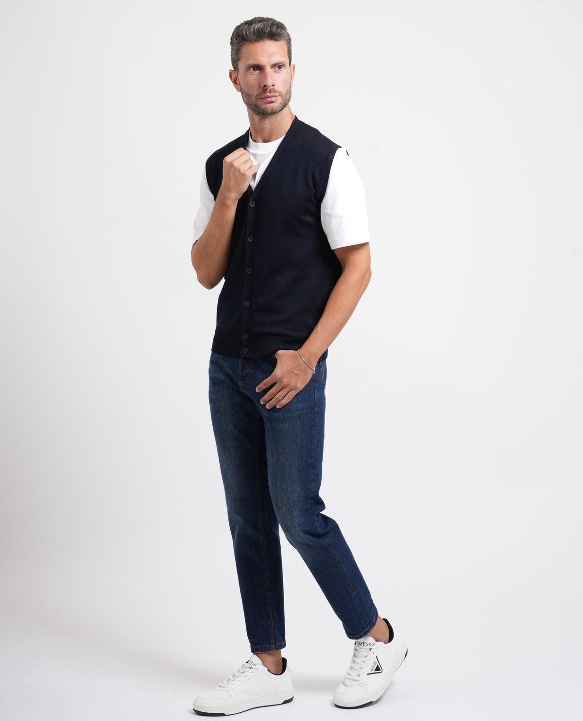 Cardigan uomo Sette/Mezzo smanicato 
