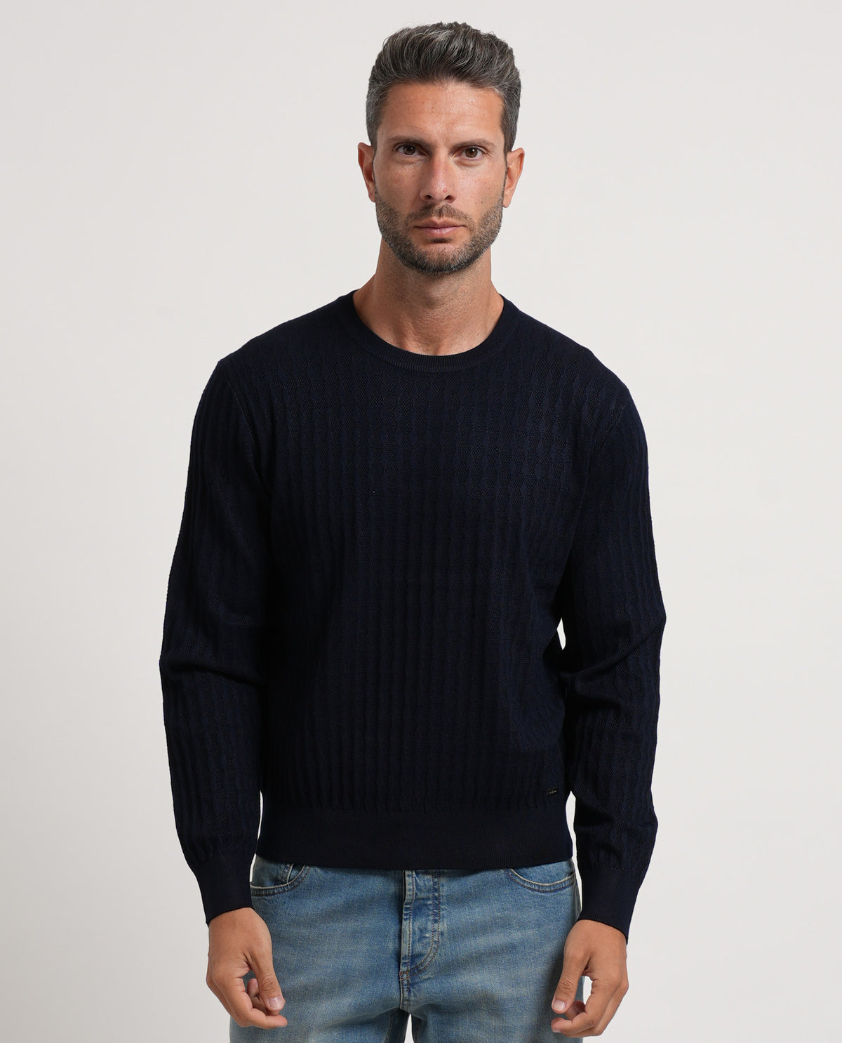 Maglione girocollo uomo Settemezzo con dettagli all-over 