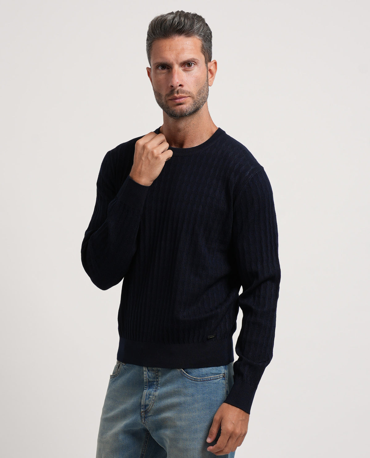 Maglione girocollo uomo Settemezzo con dettagli all-over 