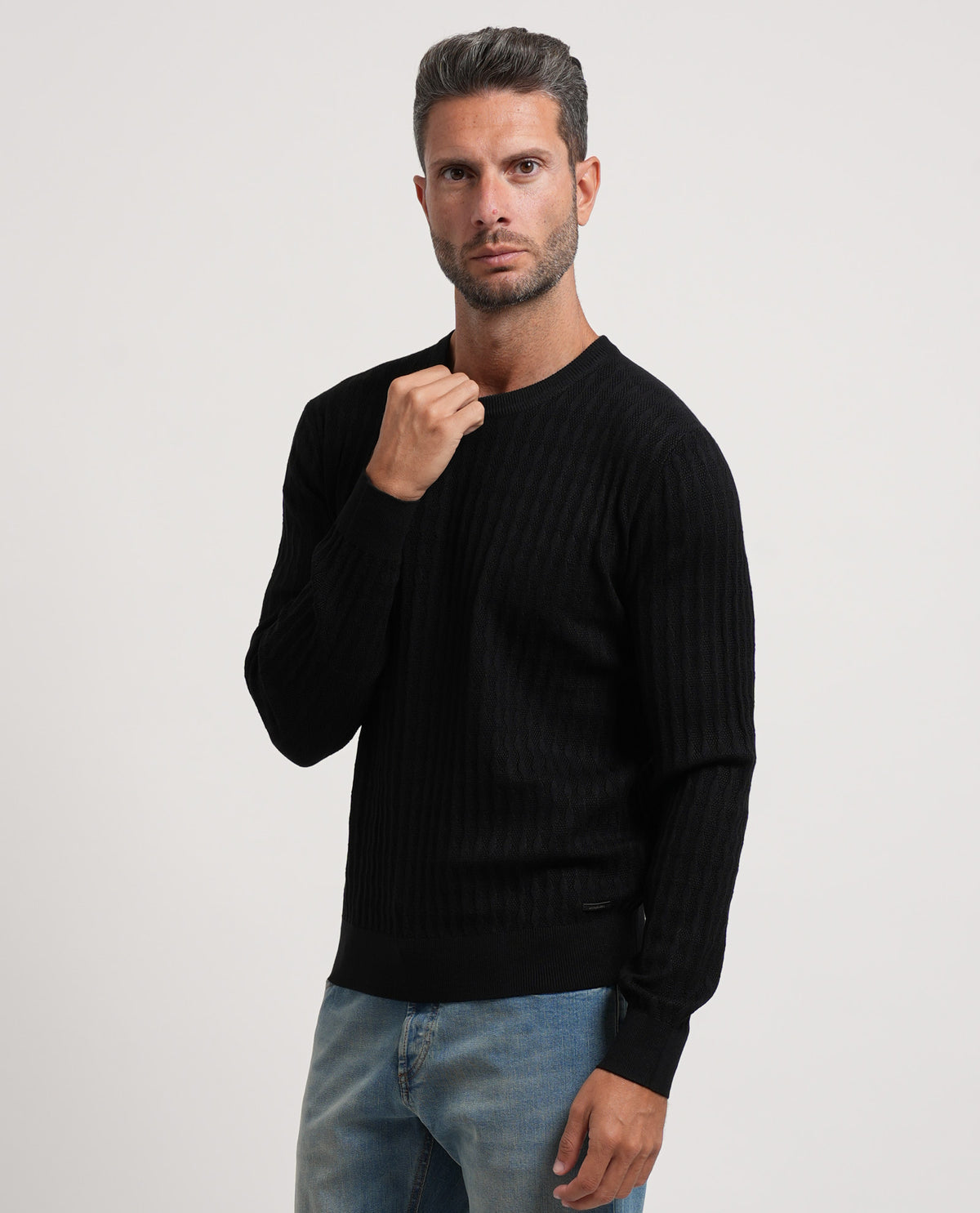 Maglione girocollo uomo Settemezzo con dettagli all-over 
