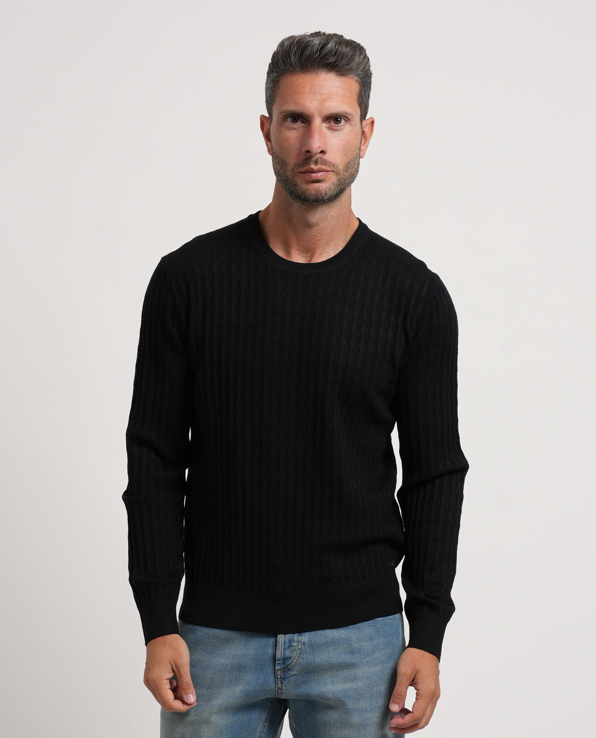 Maglione girocollo uomo Settemezzo con dettagli all-over 