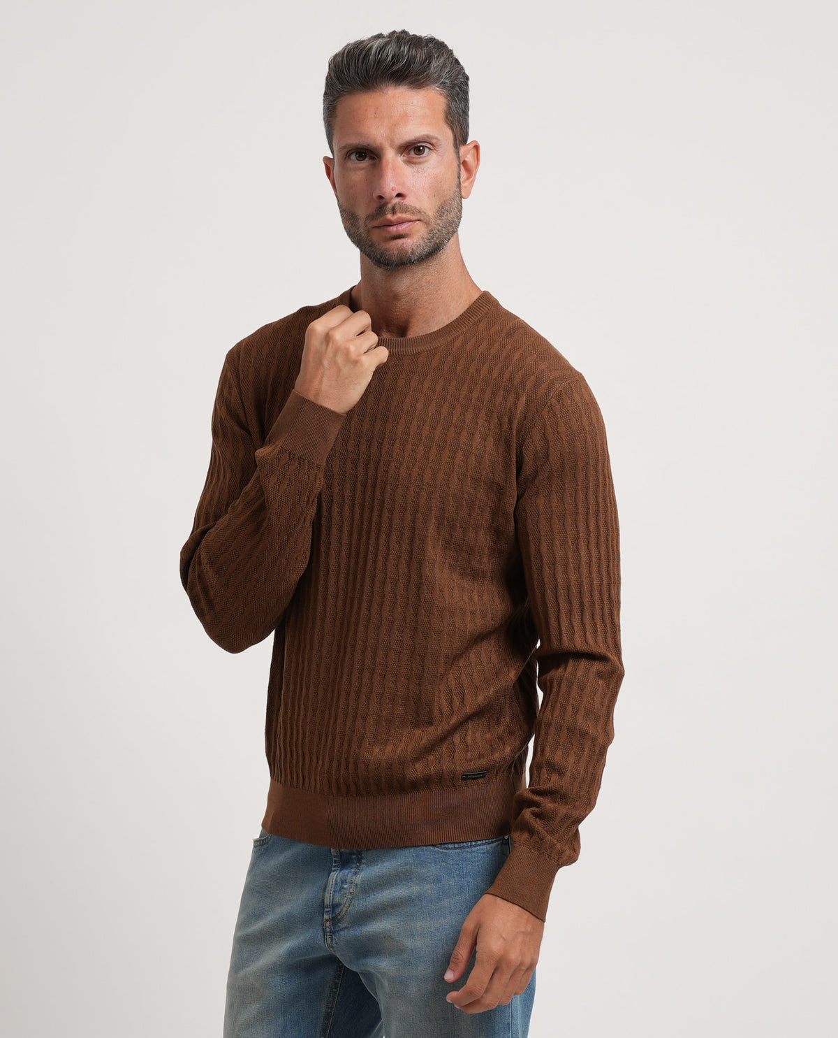 Maglione girocollo uomo Settemezzo con dettagli all-over 