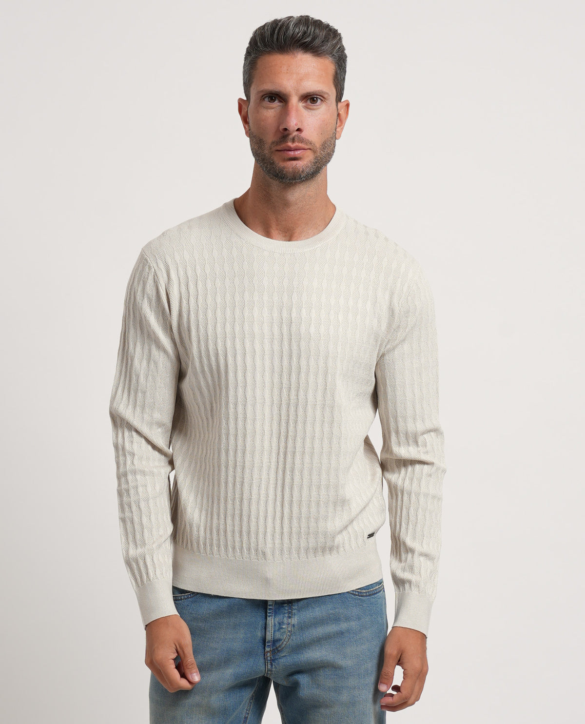 Maglione girocollo uomo Settemezzo con dettagli all-over 