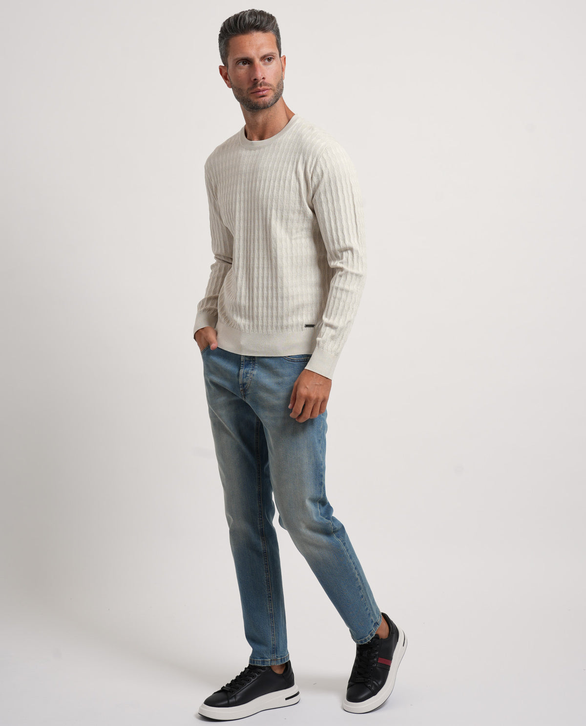 Maglione girocollo uomo Settemezzo con dettagli all-over 