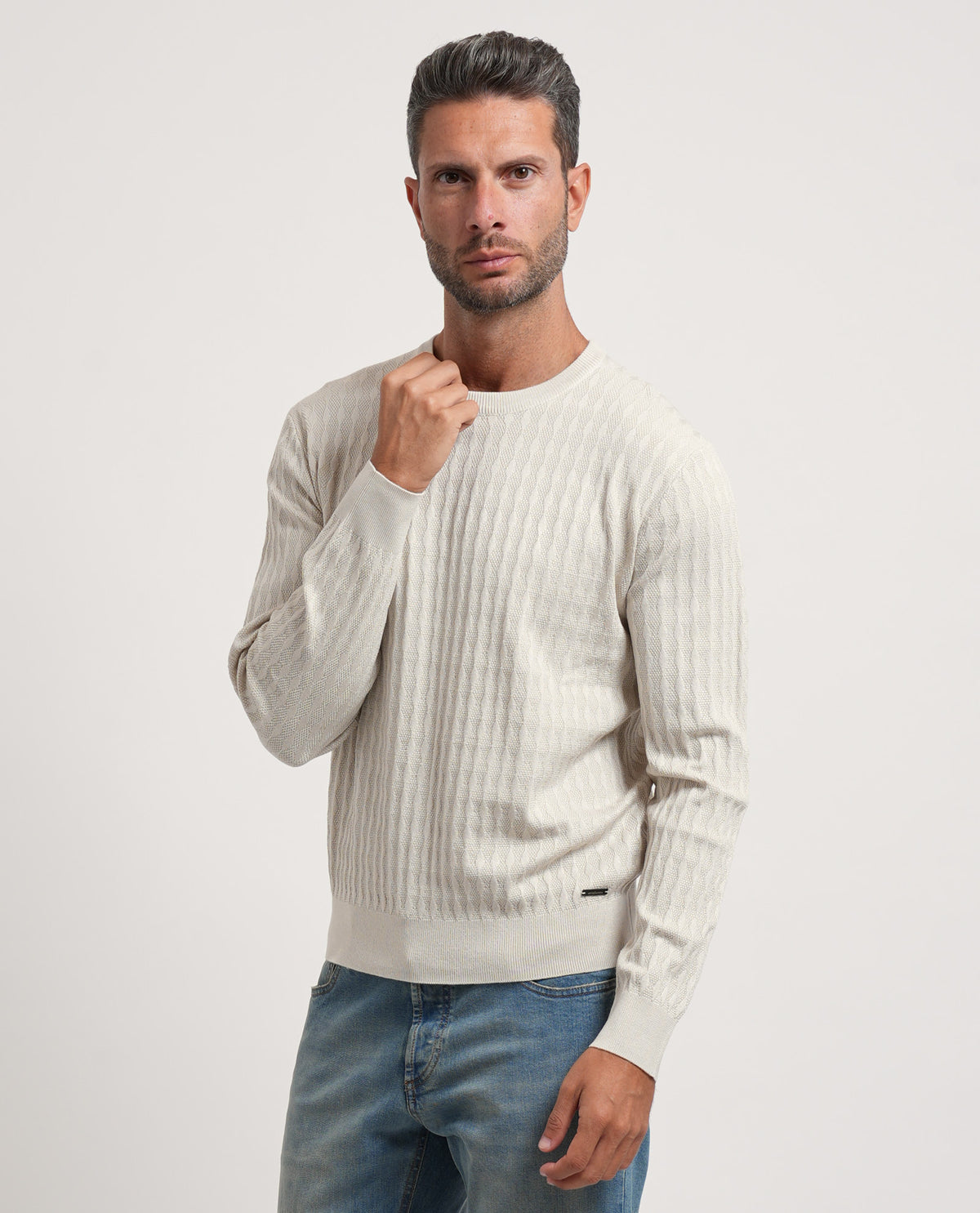 Maglione girocollo uomo Settemezzo con dettagli all-over 