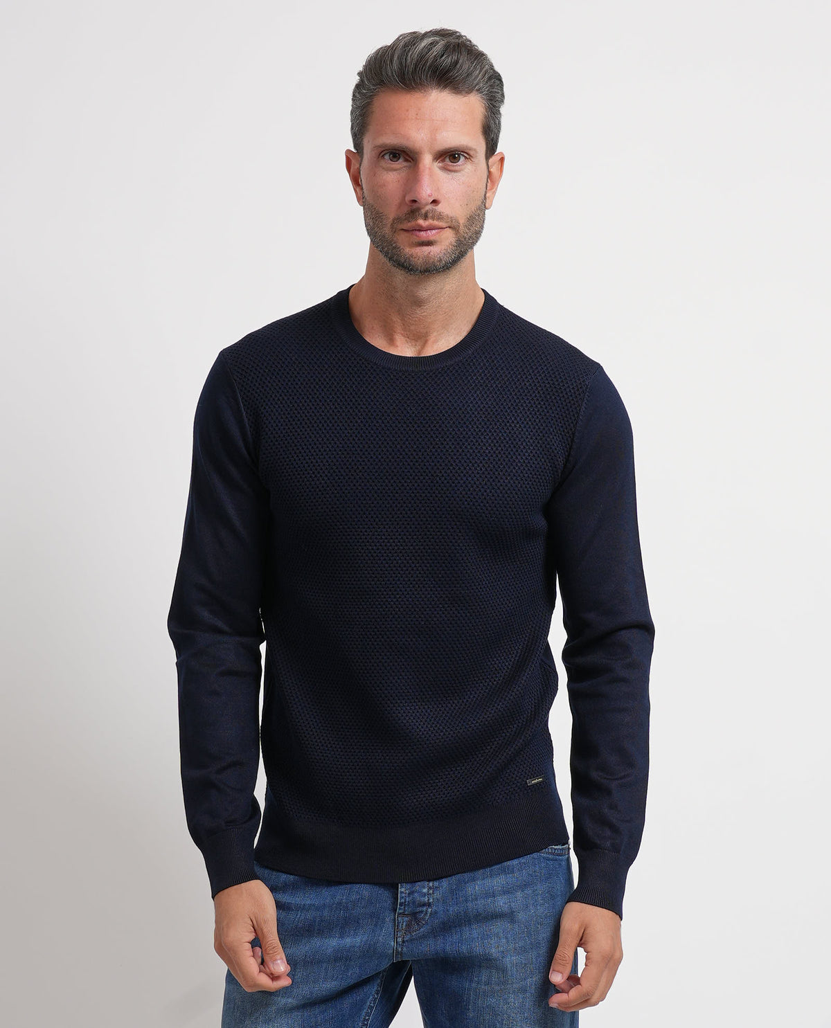 Maglione uomo Settemezzo a microlavorazione intrecciata 