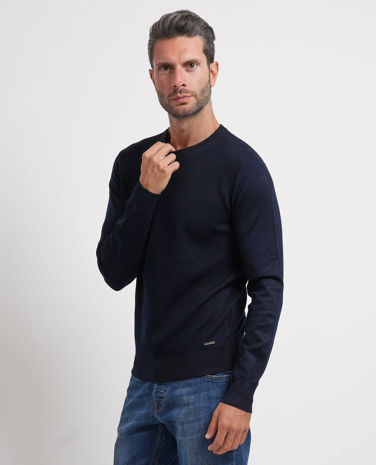 Maglione uomo Settemezzo a microlavorazione intrecciata 