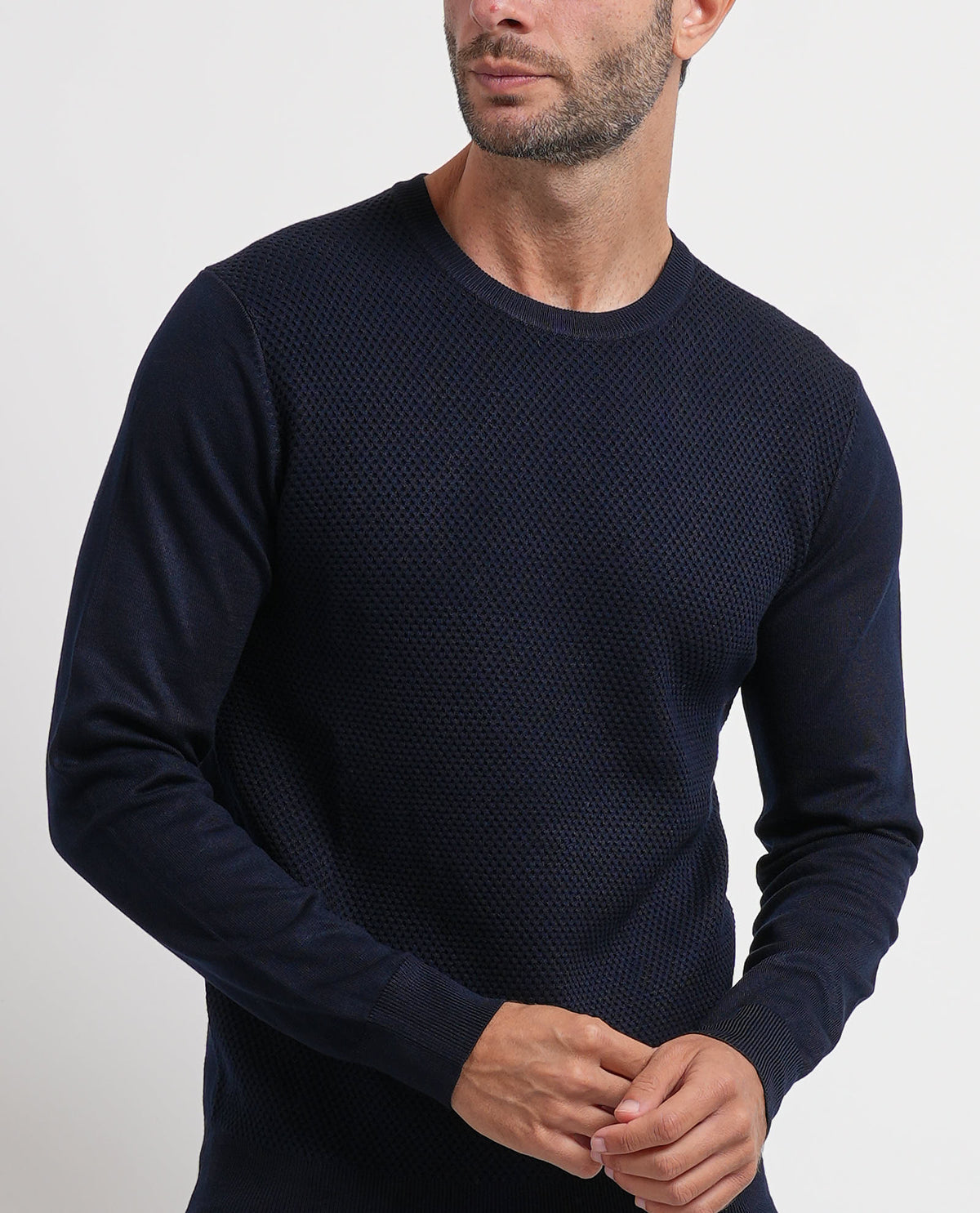 Maglione uomo Settemezzo a microlavorazione intrecciata 