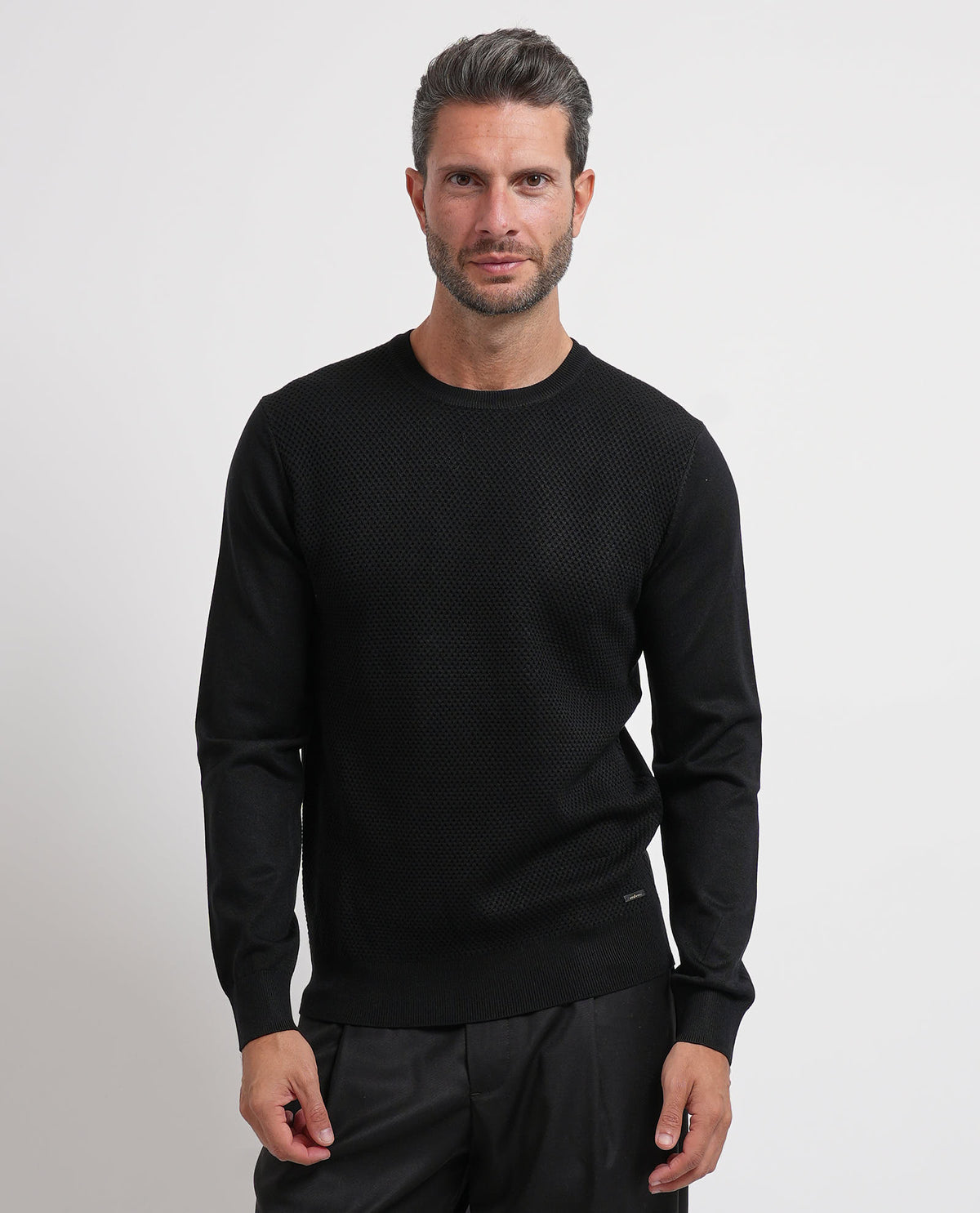 Maglione uomo Settemezzo a microlavorazione intrecciata 