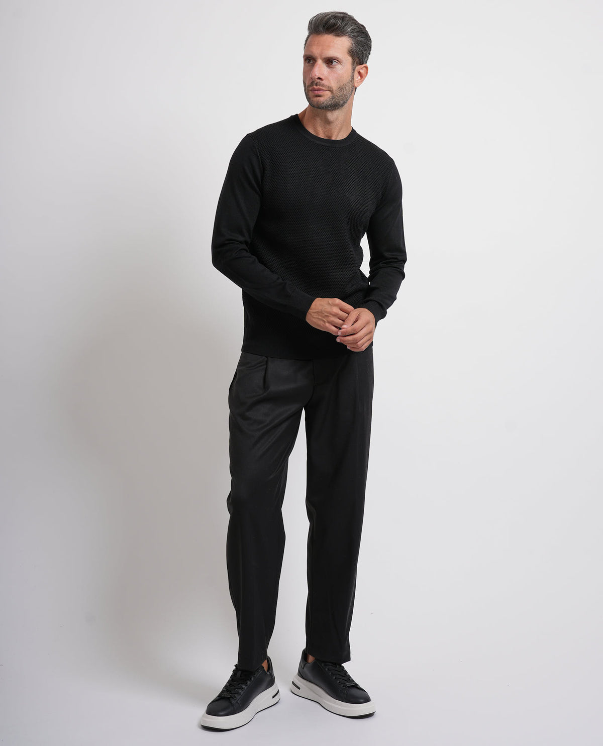 Maglione uomo Settemezzo a microlavorazione intrecciata 
