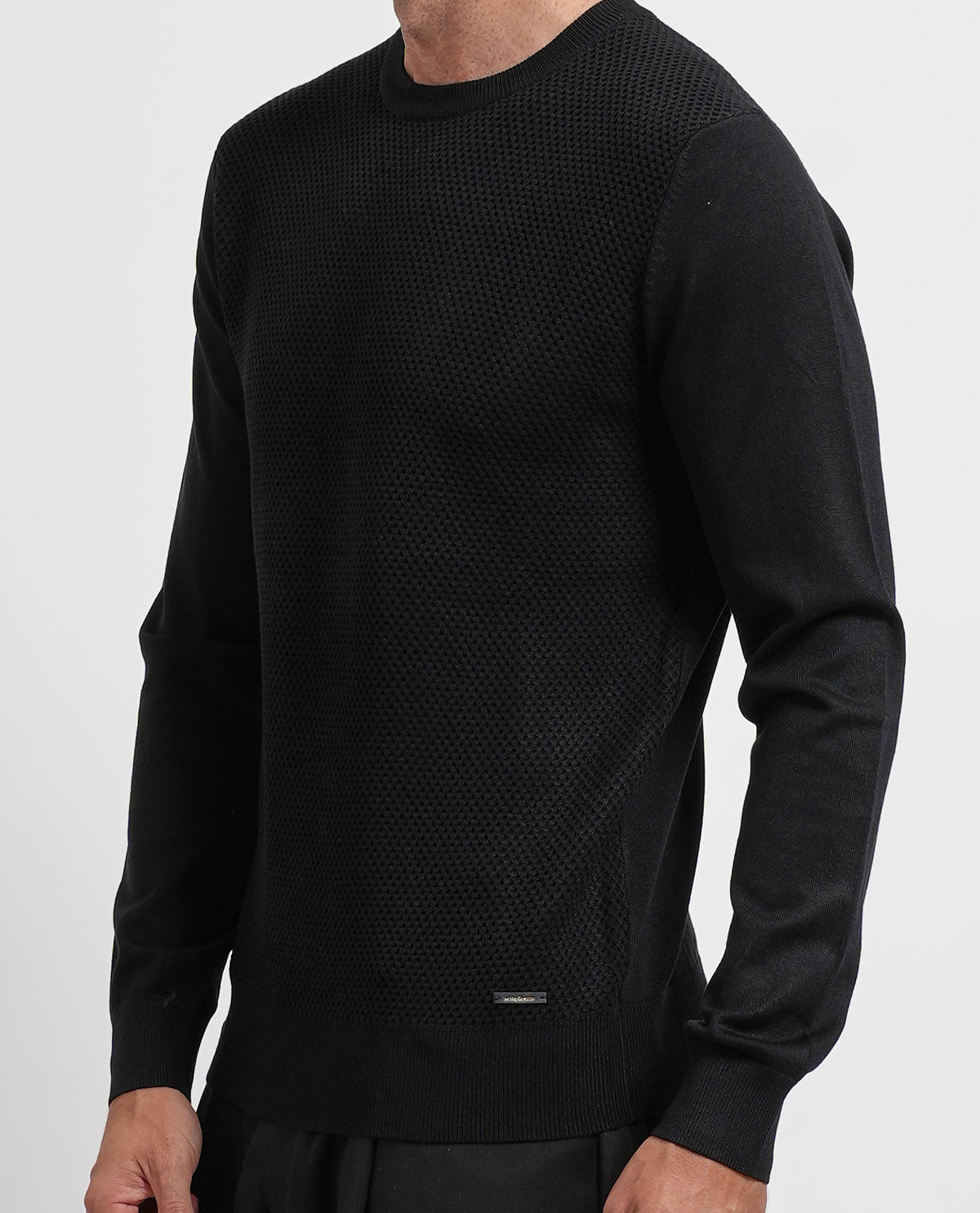 Maglione uomo Settemezzo a microlavorazione intrecciata 