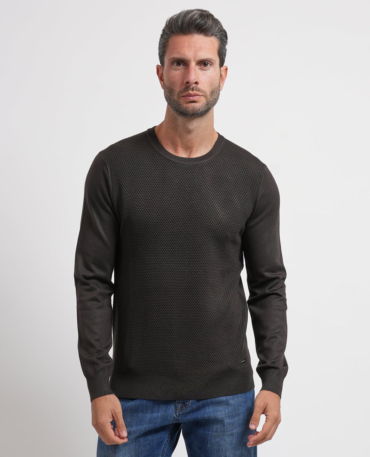 Maglione uomo Settemezzo a microlavorazione intrecciata 