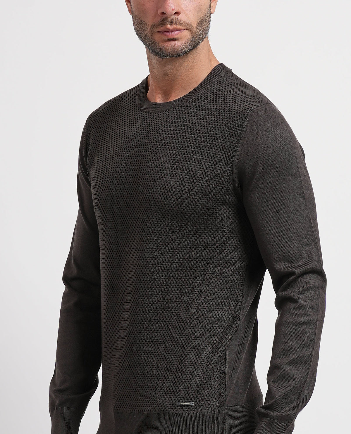 Maglione uomo Settemezzo a microlavorazione intrecciata 