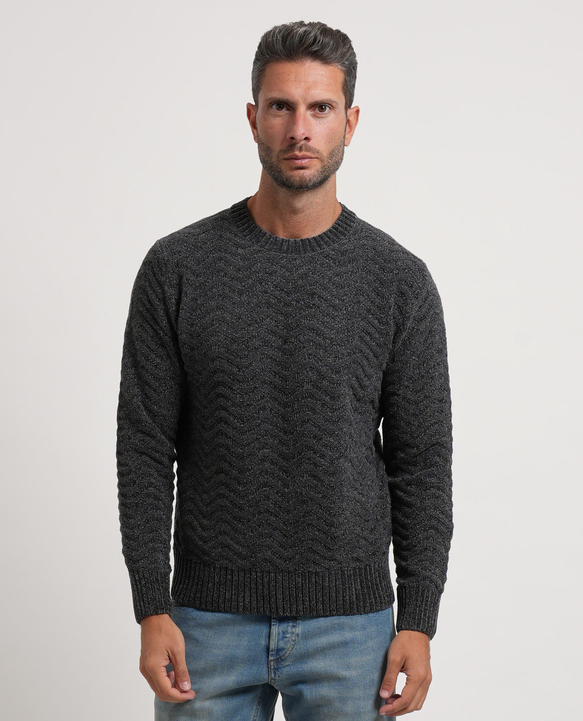 Maglione uomo Settemezzo con orli a costine 