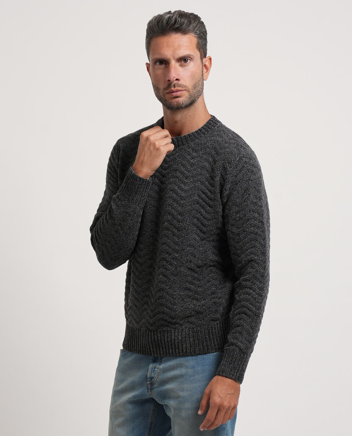 Maglione uomo Settemezzo con orli a costine 