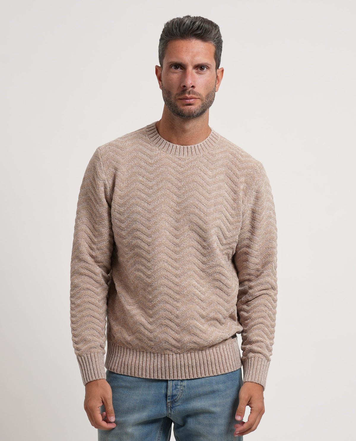 Maglione uomo Settemezzo con orli a costine 