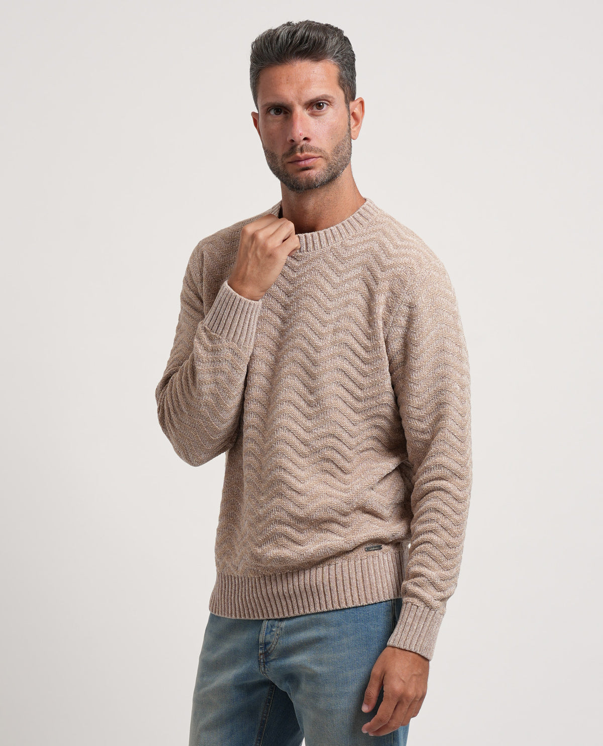 Maglione uomo Settemezzo con orli a costine 