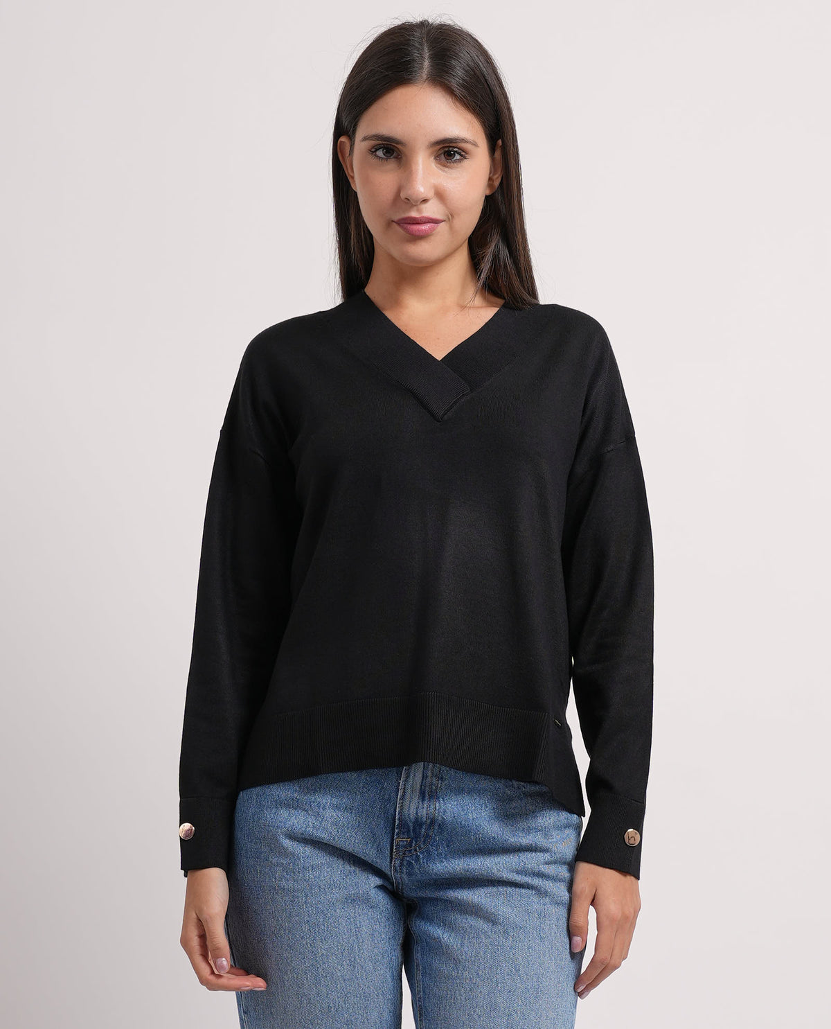 Maglione donna Settemezzo scollo a V 
