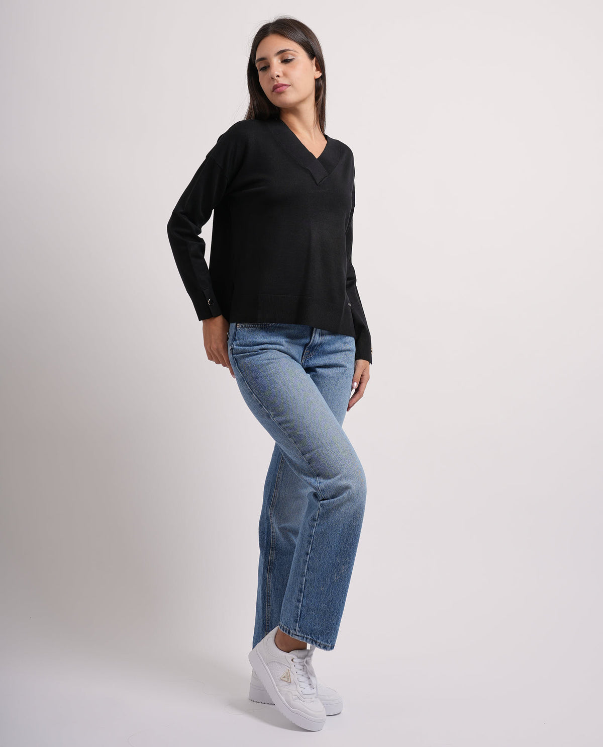 Maglione donna Settemezzo scollo a V 