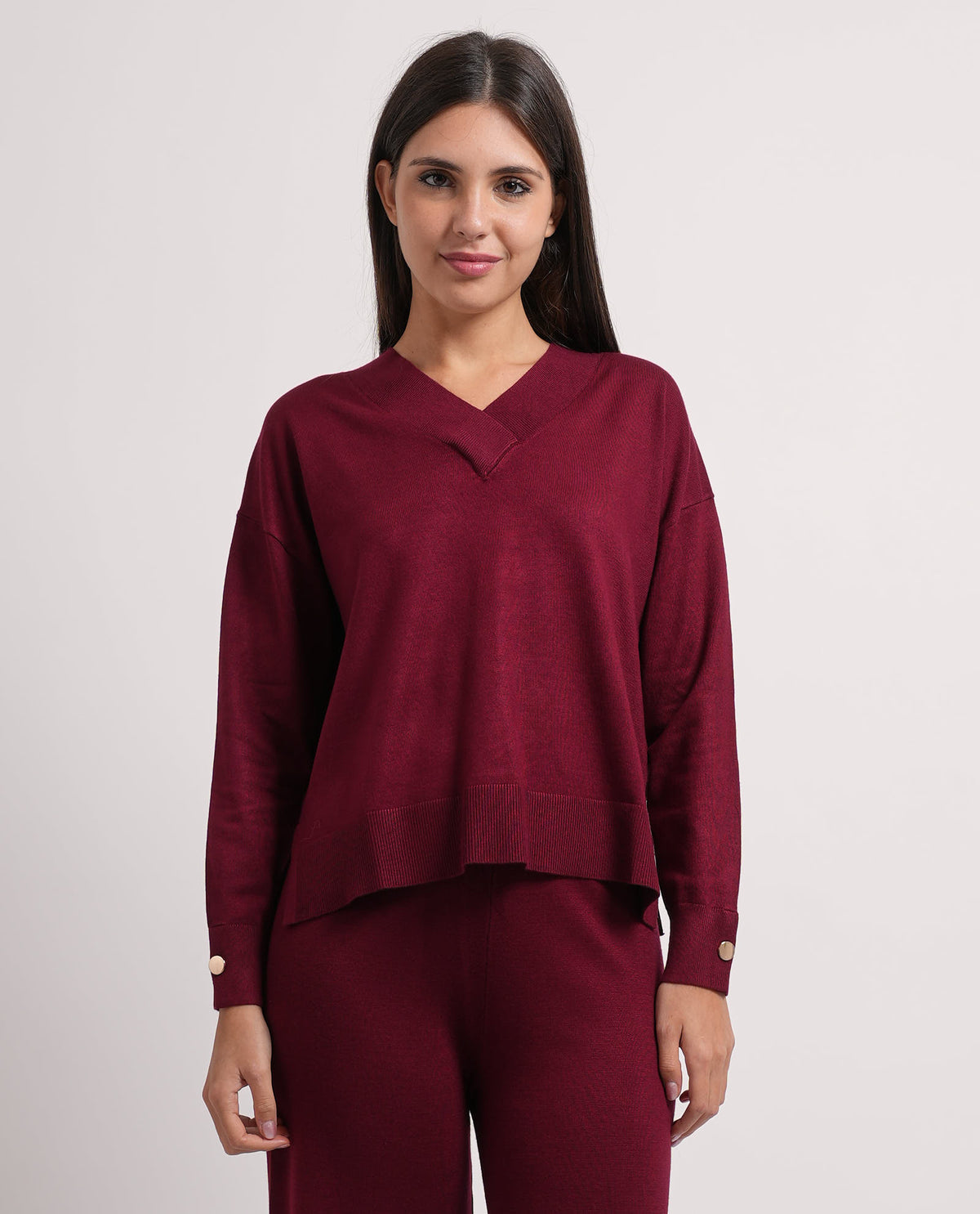 Maglione donna Settemezzo scollo a V 