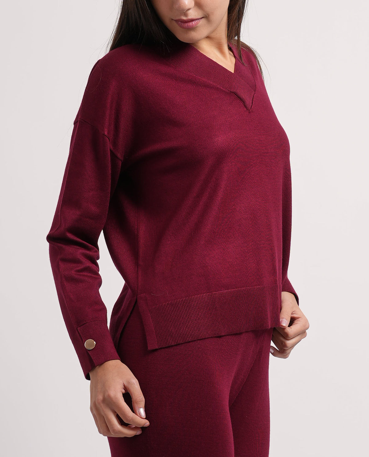 Maglione donna Settemezzo scollo a V 