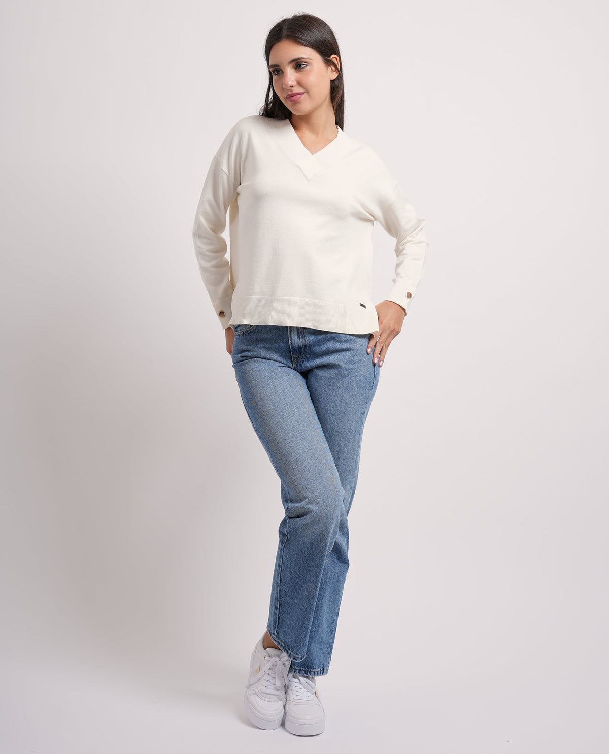 Maglione donna Settemezzo scollo a V 