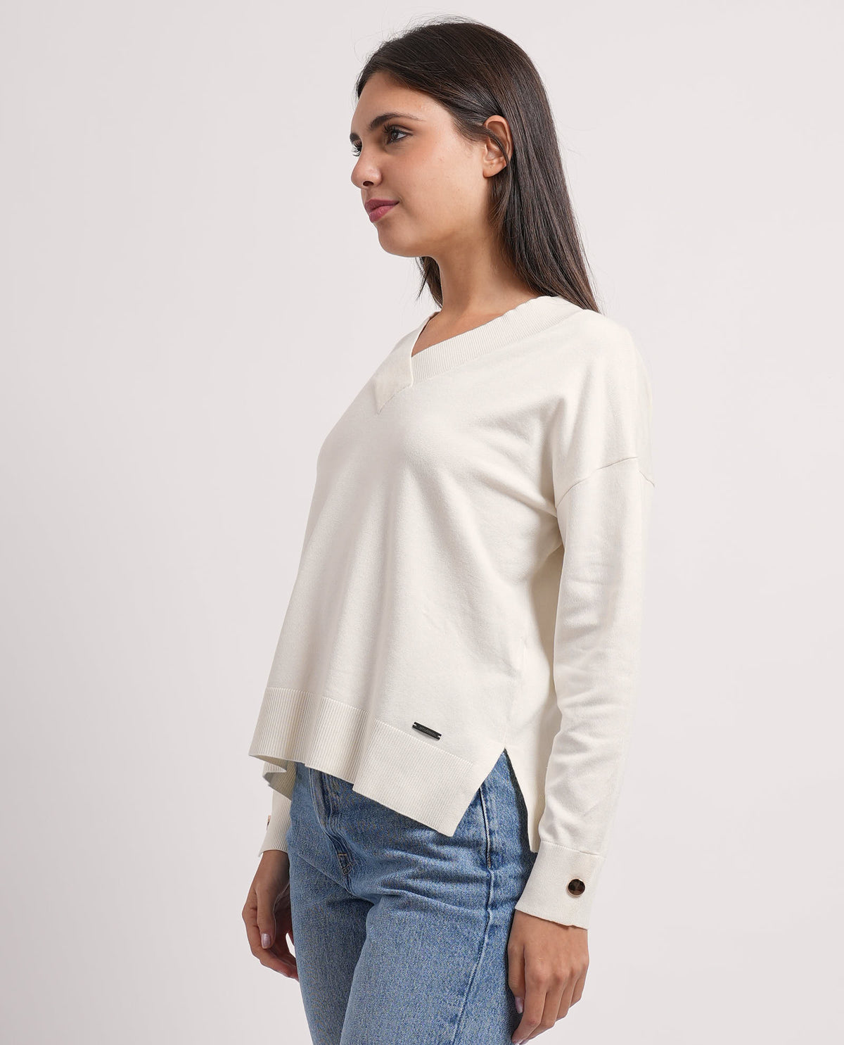 Maglione donna Settemezzo scollo a V 