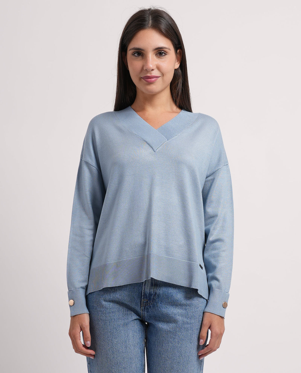Maglione donna Settemezzo scollo a V 