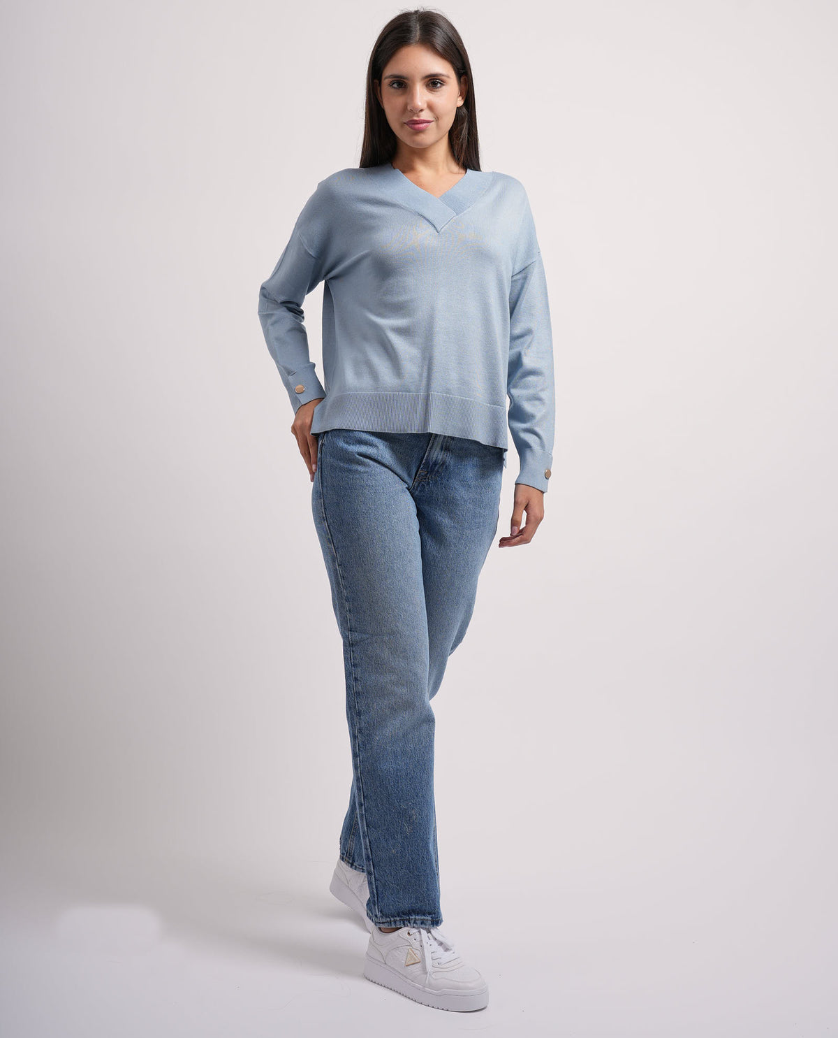 Maglione donna Settemezzo scollo a V 