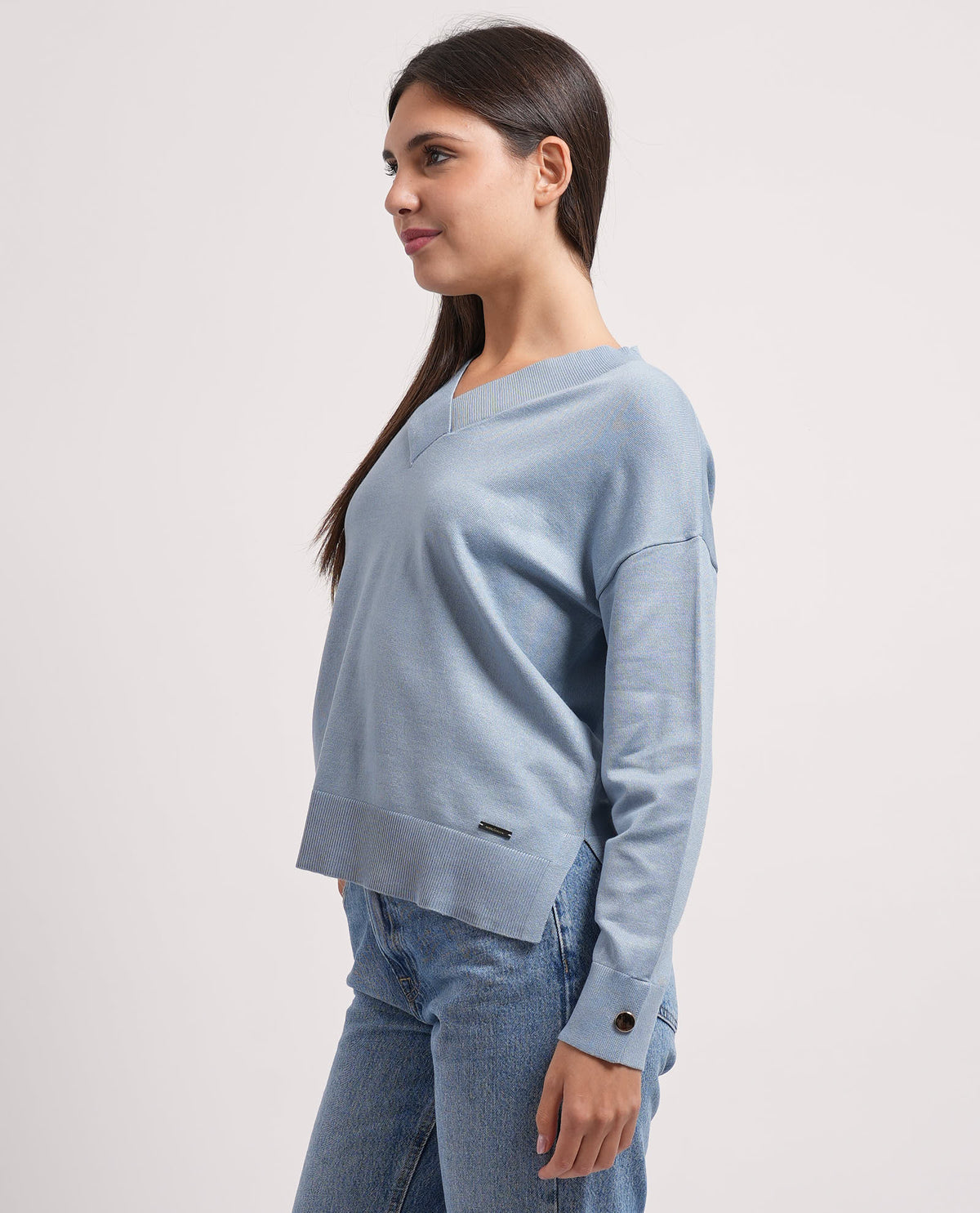 Maglione donna Settemezzo scollo a V 