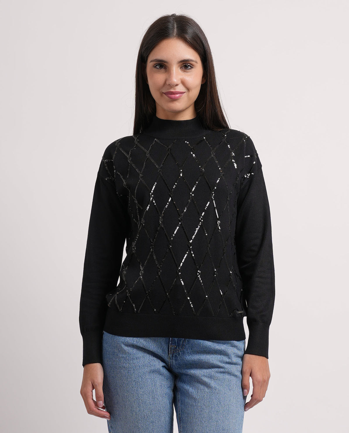 Maglione donna Settemezzo fantasia a rombi 