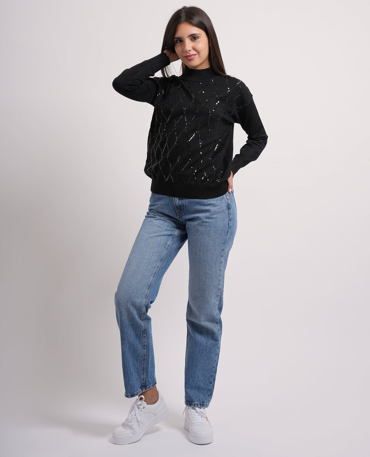 Maglione donna Settemezzo fantasia a rombi 