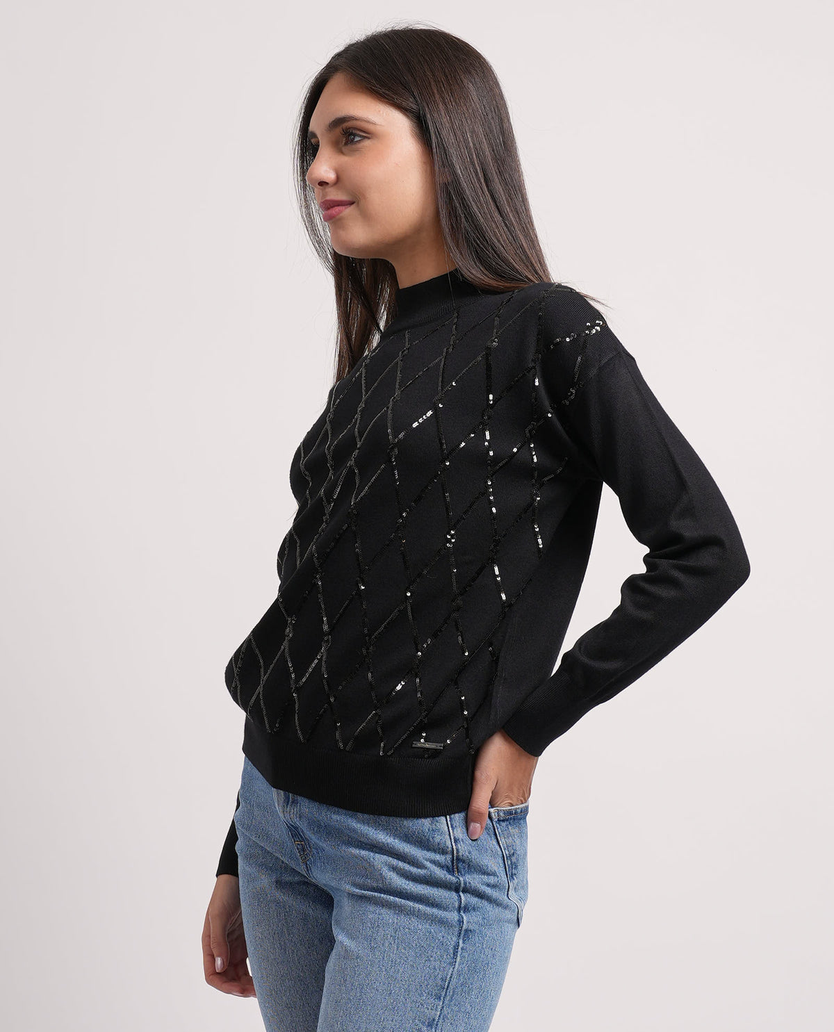 Maglione donna Settemezzo fantasia a rombi 
