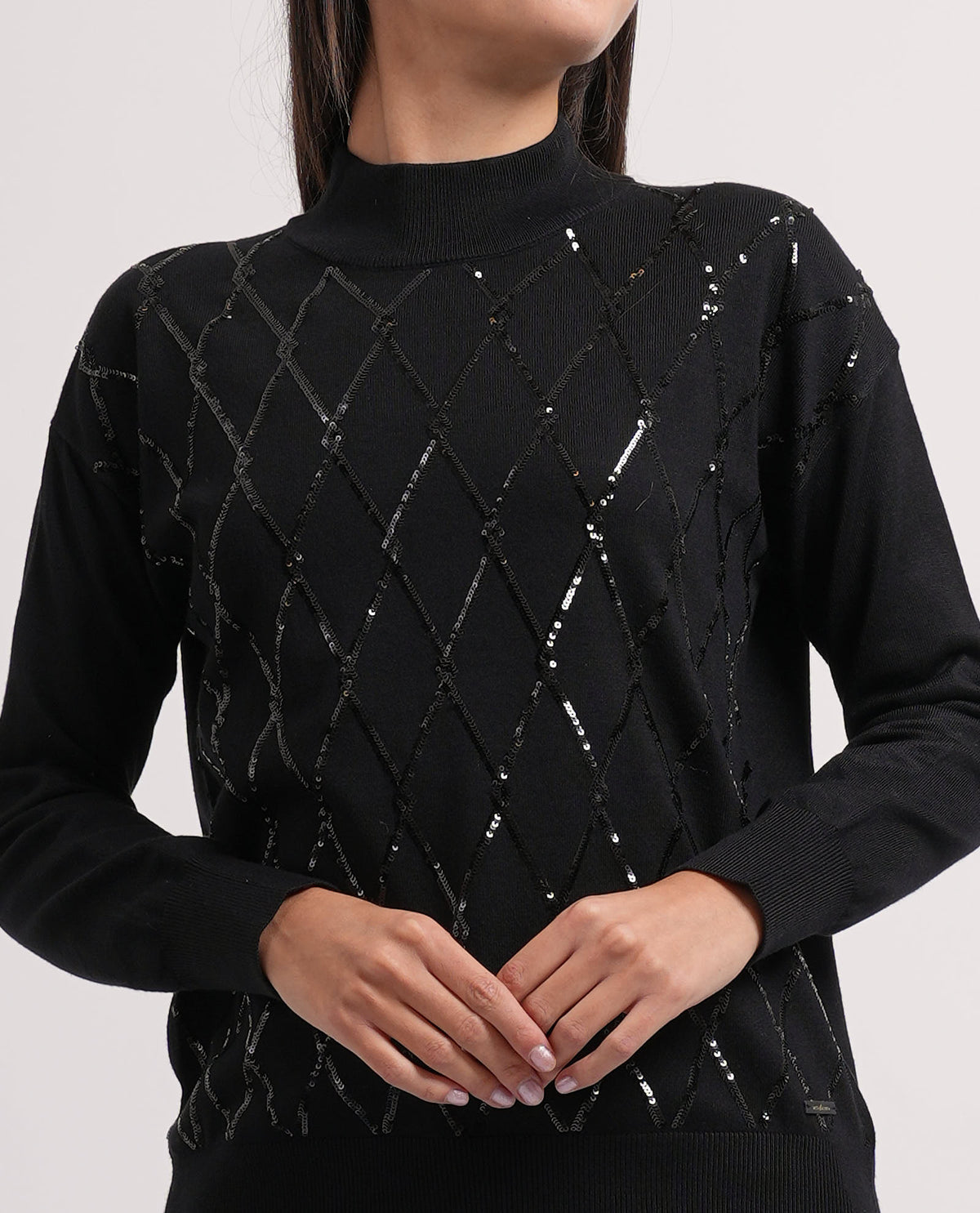 Maglione donna Settemezzo fantasia a rombi 