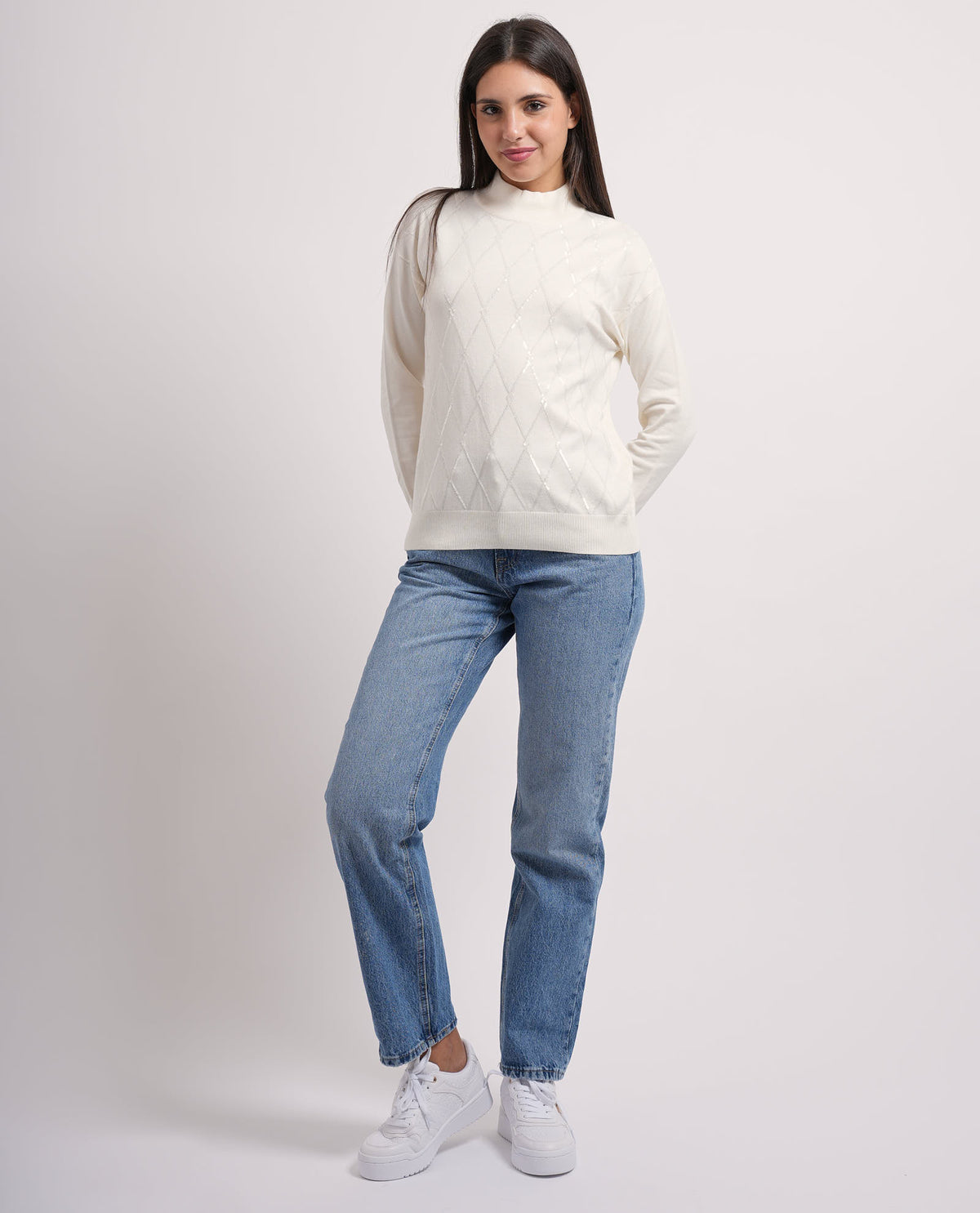 Maglione donna Settemezzo fantasia a rombi 
