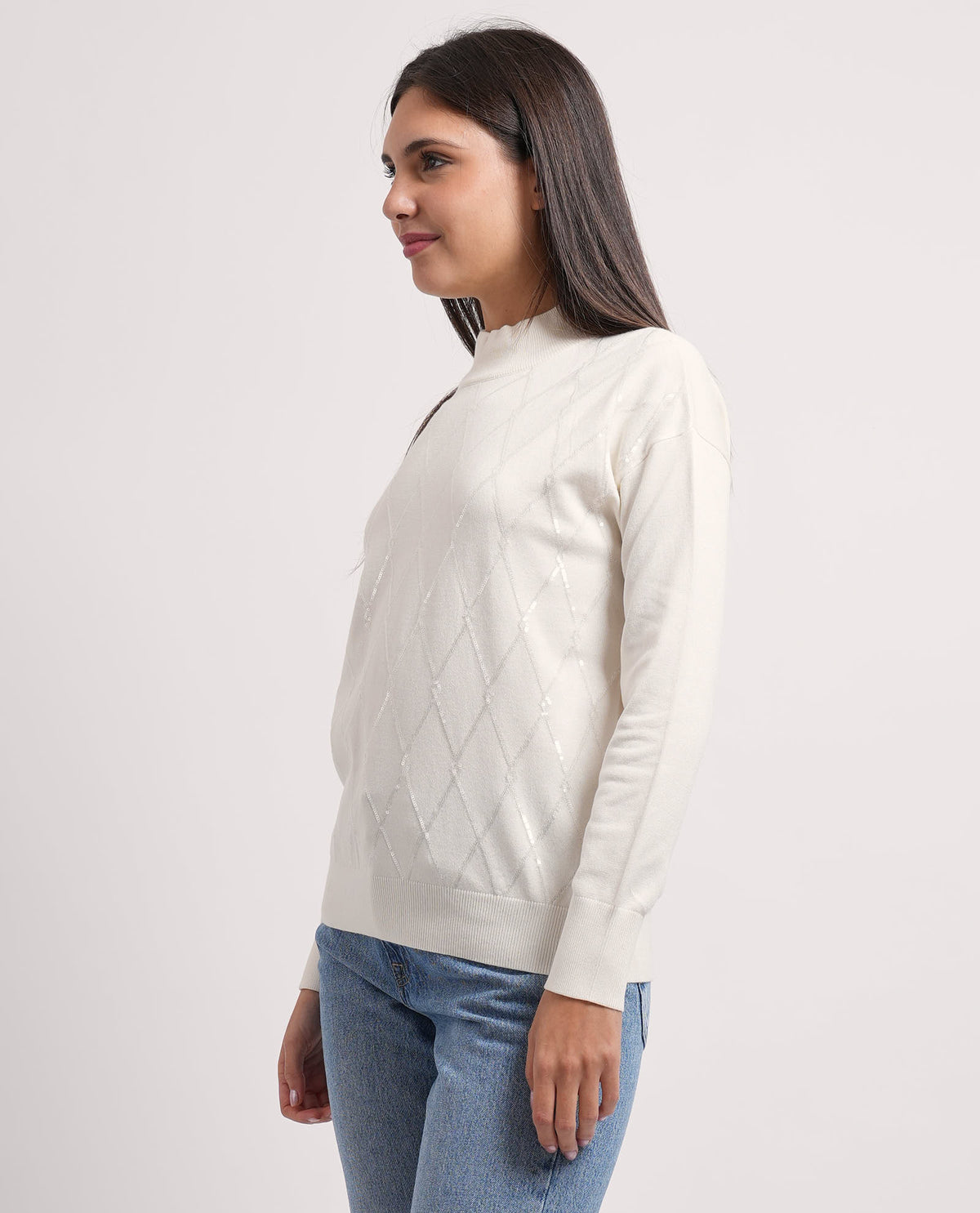 Maglione donna Settemezzo fantasia a rombi 